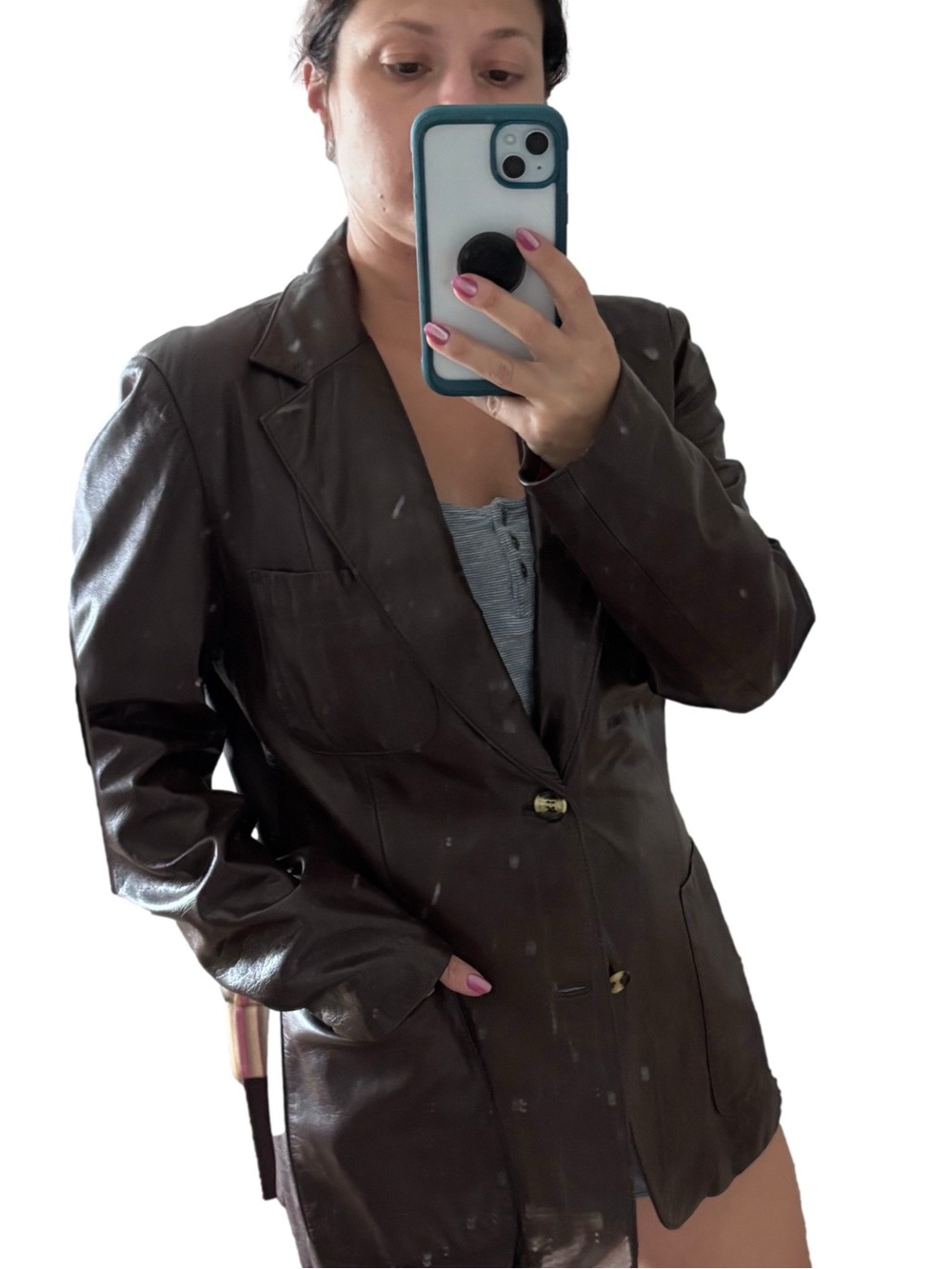 Vintage Genuine Leather Blazer 3-button Jacket Brown Size 40/large - Picture 4 of 8